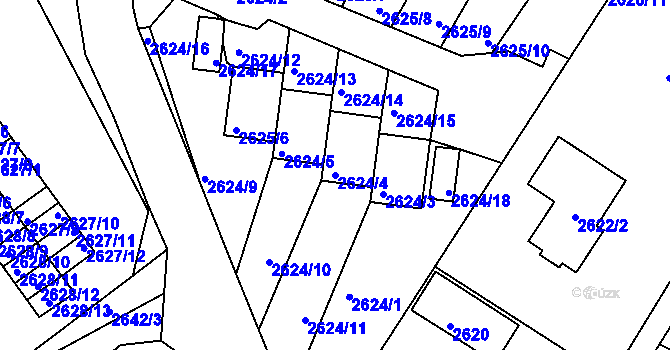 Parcela st. 2624/4 v KÚ Kadaň, Katastrální mapa