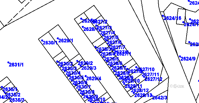 Parcela st. 2628/4 v KÚ Kadaň, Katastrální mapa