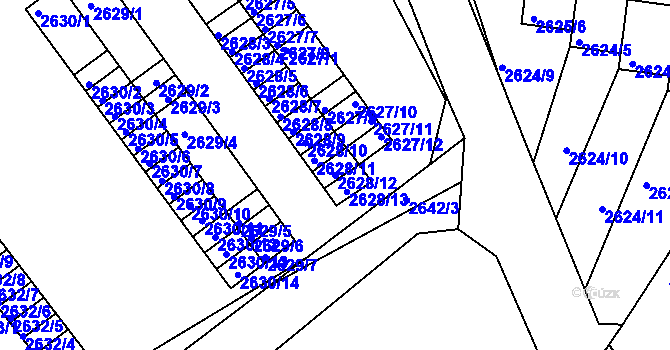 Parcela st. 2628/12 v KÚ Kadaň, Katastrální mapa