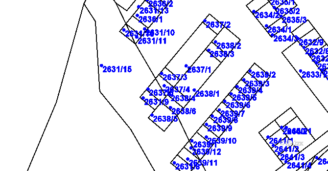 Parcela st. 2637/4 v KÚ Kadaň, Katastrální mapa