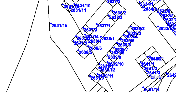 Parcela st. 2638/6 v KÚ Kadaň, Katastrální mapa