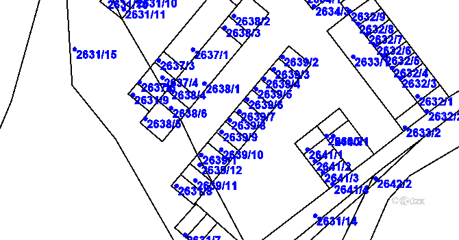 Parcela st. 2639/8 v KÚ Kadaň, Katastrální mapa