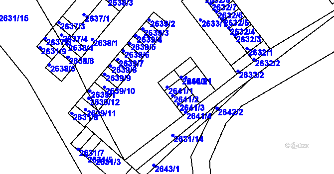 Parcela st. 2641/1 v KÚ Kadaň, Katastrální mapa