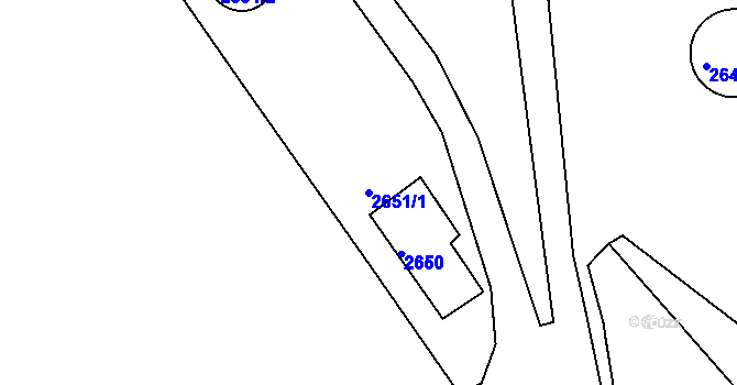 Parcela st. 2651/1 v KÚ Kadaň, Katastrální mapa
