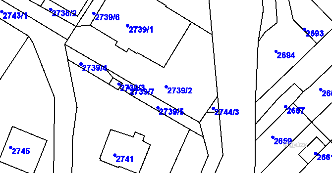 Parcela st. 2739/2 v KÚ Kadaň, Katastrální mapa