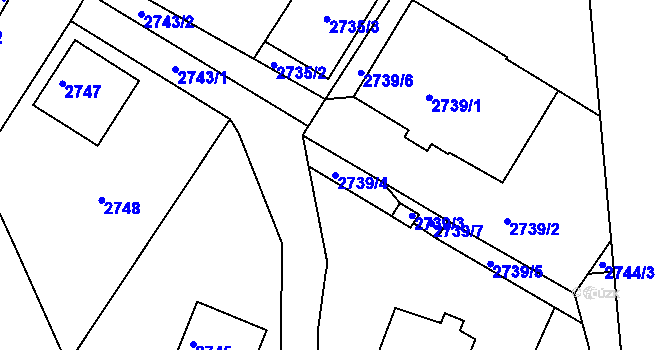Parcela st. 2739/4 v KÚ Kadaň, Katastrální mapa