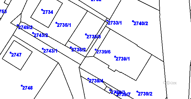 Parcela st. 2739/6 v KÚ Kadaň, Katastrální mapa
