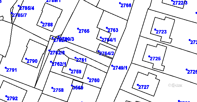 Parcela st. 2764/2 v KÚ Kadaň, Katastrální mapa