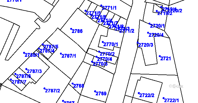Parcela st. 2770/2 v KÚ Kadaň, Katastrální mapa