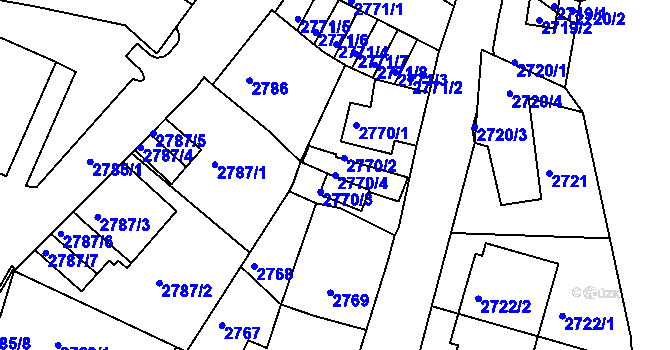 Parcela st. 2770/4 v KÚ Kadaň, Katastrální mapa