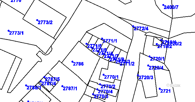 Parcela st. 2771/4 v KÚ Kadaň, Katastrální mapa