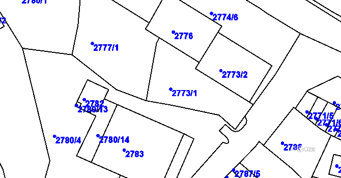 Parcela st. 2773/1 v KÚ Kadaň, Katastrální mapa