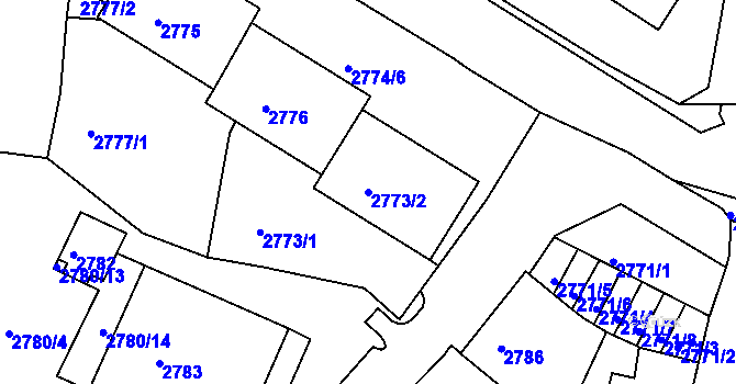 Parcela st. 2773/2 v KÚ Kadaň, Katastrální mapa