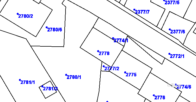 Parcela st. 2778 v KÚ Kadaň, Katastrální mapa
