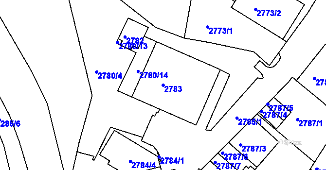 Parcela st. 2783 v KÚ Kadaň, Katastrální mapa