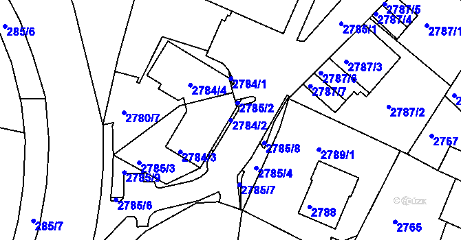 Parcela st. 2784/2 v KÚ Kadaň, Katastrální mapa
