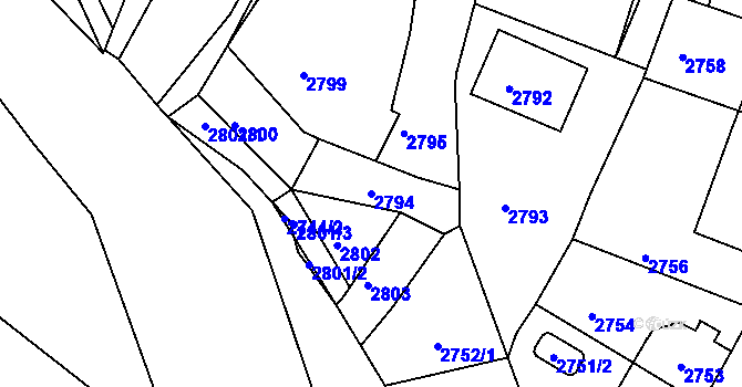 Parcela st. 2794 v KÚ Kadaň, Katastrální mapa
