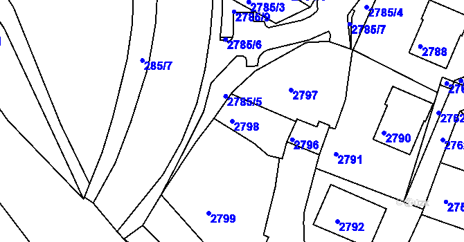 Parcela st. 2798 v KÚ Kadaň, Katastrální mapa