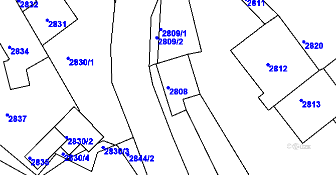Parcela st. 2808 v KÚ Kadaň, Katastrální mapa