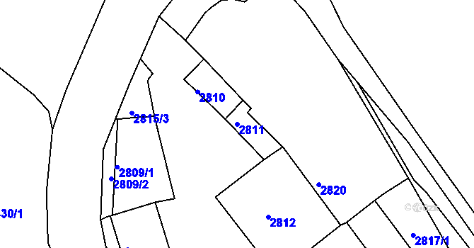 Parcela st. 2811 v KÚ Kadaň, Katastrální mapa