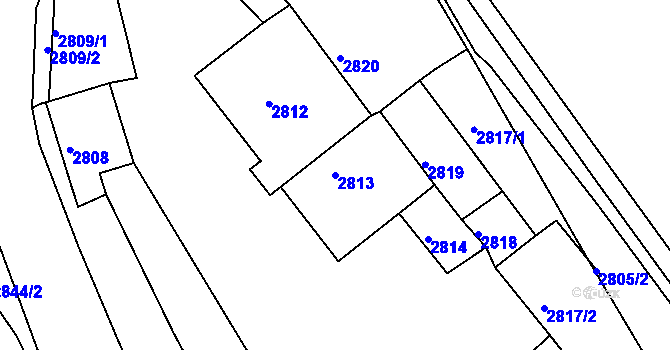 Parcela st. 2813 v KÚ Kadaň, Katastrální mapa