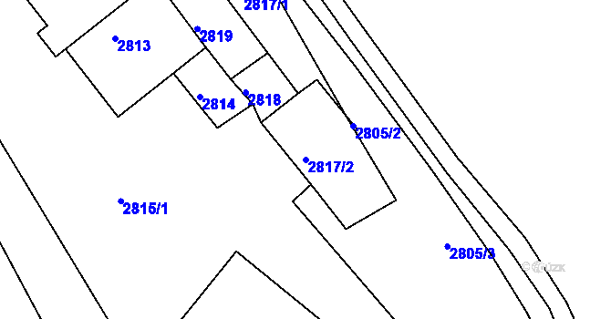 Parcela st. 2817/2 v KÚ Kadaň, Katastrální mapa
