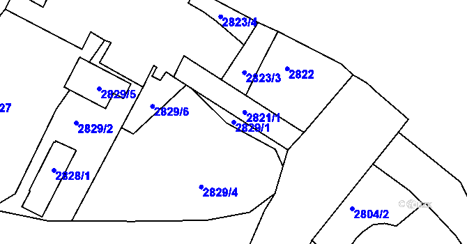 Parcela st. 2829/1 v KÚ Kadaň, Katastrální mapa