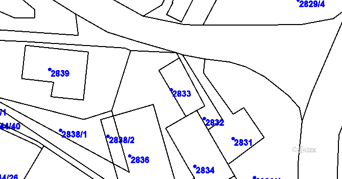 Parcela st. 2833 v KÚ Kadaň, Katastrální mapa
