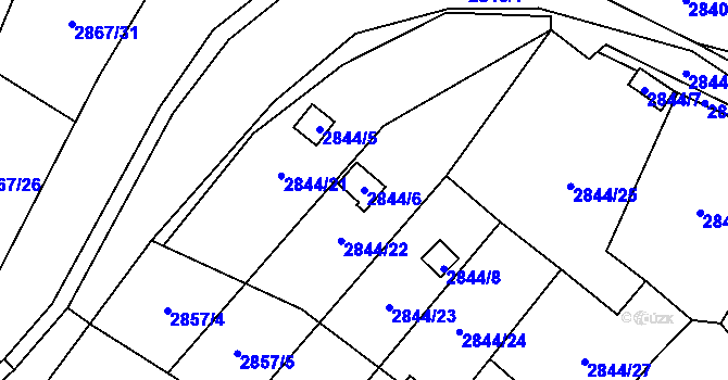 Parcela st. 2844/6 v KÚ Kadaň, Katastrální mapa