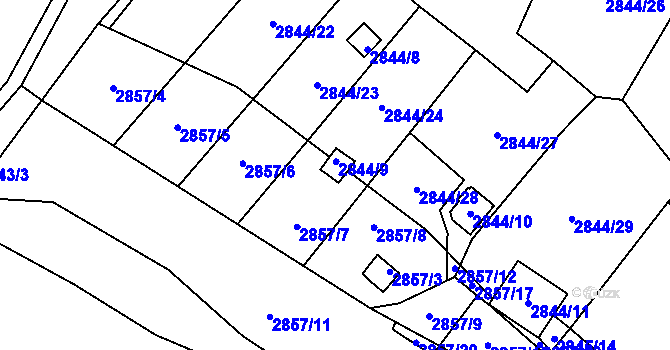 Parcela st. 2844/18 v KÚ Kadaň, Katastrální mapa