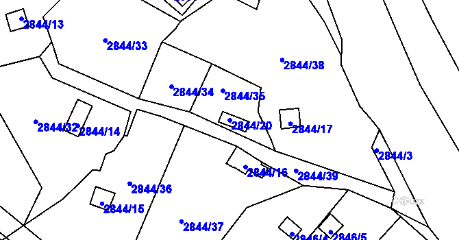 Parcela st. 2844/20 v KÚ Kadaň, Katastrální mapa