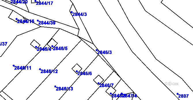 Parcela st. 2846/3 v KÚ Kadaň, Katastrální mapa