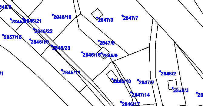 Parcela st. 2846/9 v KÚ Kadaň, Katastrální mapa
