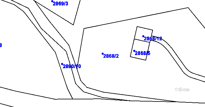 Parcela st. 2868/2 v KÚ Kadaň, Katastrální mapa
