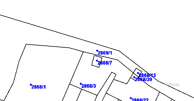 Parcela st. 2869/1 v KÚ Kadaň, Katastrální mapa