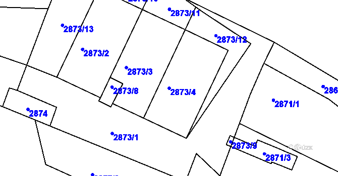 Parcela st. 2873/4 v KÚ Kadaň, Katastrální mapa