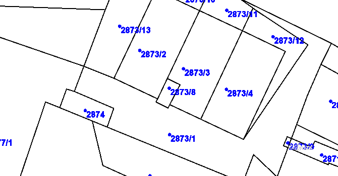 Parcela st. 2873/8 v KÚ Kadaň, Katastrální mapa