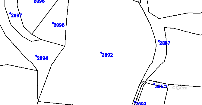 Parcela st. 2892 v KÚ Kadaň, Katastrální mapa