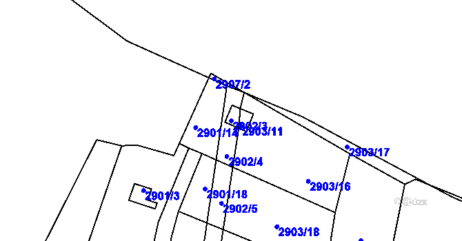 Parcela st. 2902/3 v KÚ Kadaň, Katastrální mapa