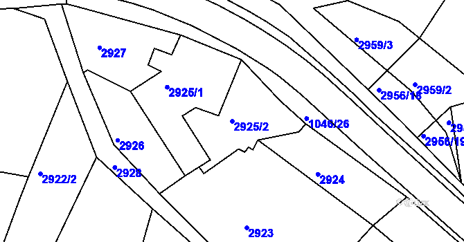 Parcela st. 2925/2 v KÚ Kadaň, Katastrální mapa