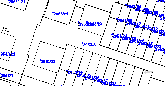 Parcela st. 2953/5 v KÚ Kadaň, Katastrální mapa