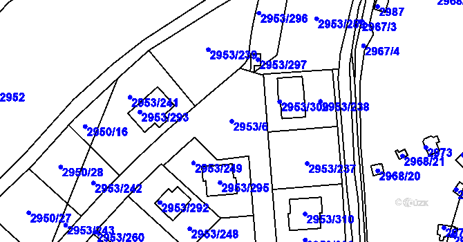 Parcela st. 2953/6 v KÚ Kadaň, Katastrální mapa