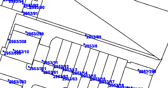 Parcela st. 2953/8 v KÚ Kadaň, Katastrální mapa