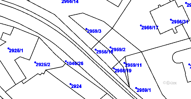 Parcela st. 2956/18 v KÚ Kadaň, Katastrální mapa