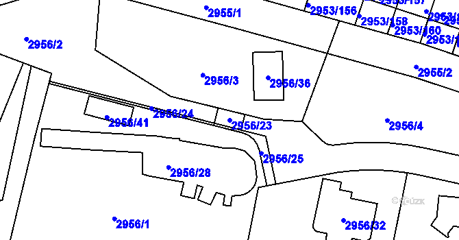 Parcela st. 2956/23 v KÚ Kadaň, Katastrální mapa