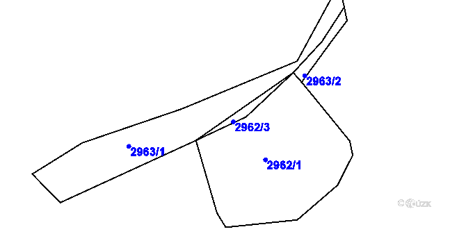 Parcela st. 2962/3 v KÚ Kadaň, Katastrální mapa
