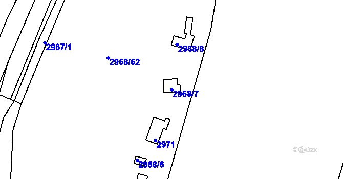 Parcela st. 2968/7 v KÚ Kadaň, Katastrální mapa