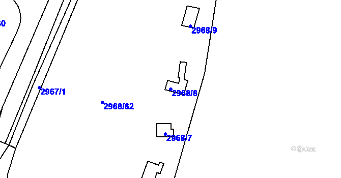 Parcela st. 2968/8 v KÚ Kadaň, Katastrální mapa