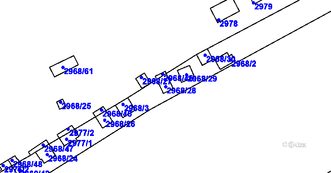 Parcela st. 2968/28 v KÚ Kadaň, Katastrální mapa