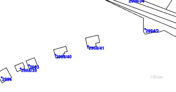 Parcela st. 2968/41 v KÚ Kadaň, Katastrální mapa